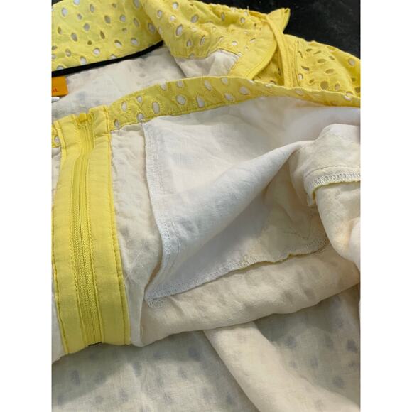 Ruby Rd Yellow Eyelet cropped lightweight jacket shirt 100% Cotton 14 - Picture 6 of 9